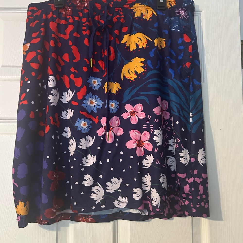 Floral Print Skirt with Drawstring